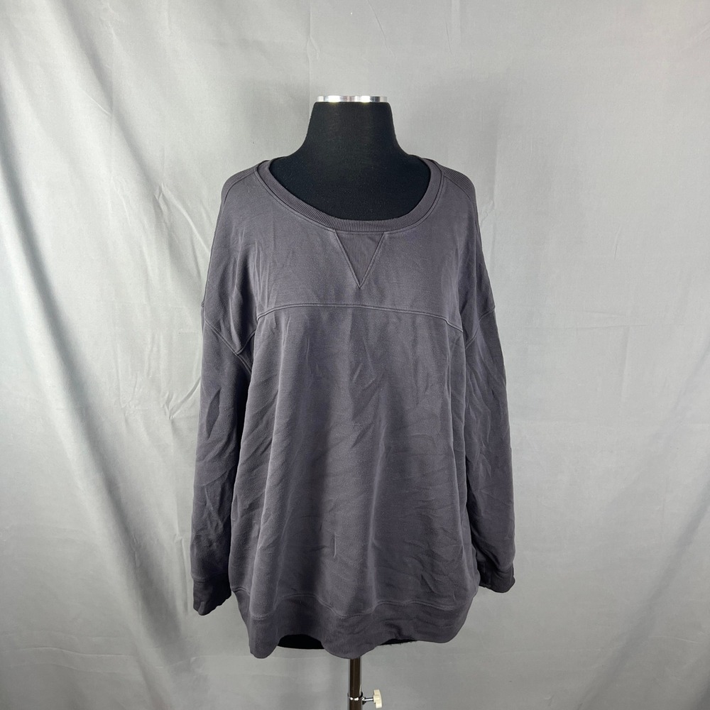 Torrid Sweatshirt Womens 2 Charcoal Gray Oversized Ribbed Hem Dropped Shoulders
